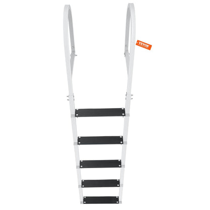 VEVOR Dockladder 5 afneembare treden, 227 kg draagkracht, pontonbootladder van aluminiumlegering met 8 cm brede trede en antislip rubberen mat, voor het instappen in schepen/meren/zwembaden/zeeën