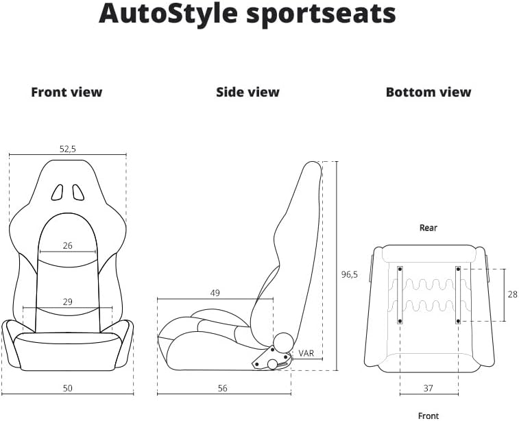 AutoStyle Sportstoel 'RK' - Zwart Kunstleder + Rode stiksels - Dubbelzijdig verstelbare rugleuning - incl. sledes