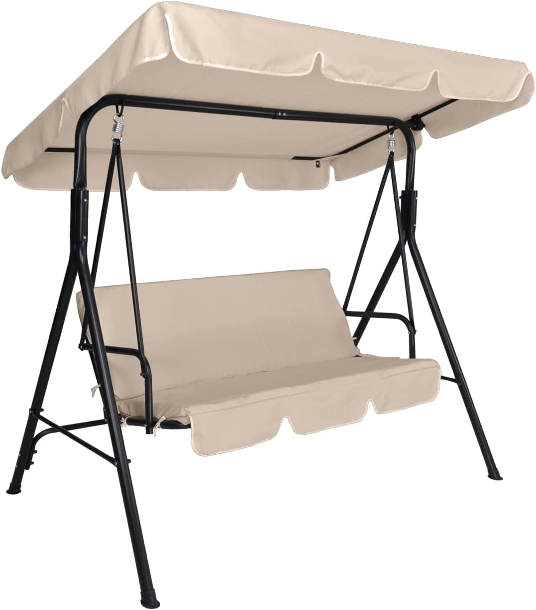 GARDENIA Schommel voor de tuin met 3 zitters met zonnedak, verstelbaar, kantelbaar, beige