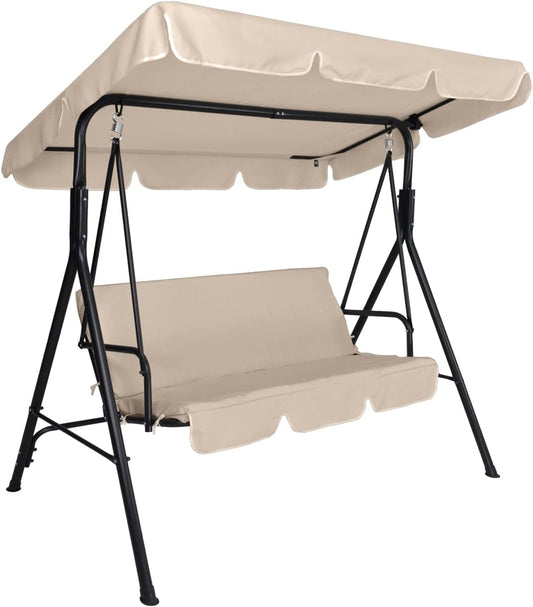 GARDENIA 3 Seater Garden Swing with Sun Canopy, Adjustable Tilt, Beige