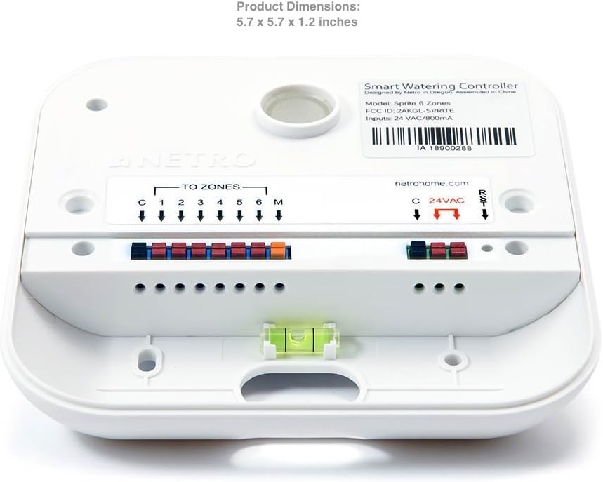 Netro Smart 6-Zone WiFi Sprinkler Controller, Weerbewust, Afstandsbediening, Compatibel met Alexa