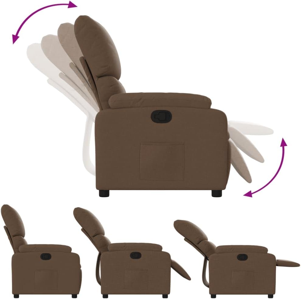 vidaXL Armchair adjustable fabric brown,recliner chair,recliner chair,armchair,recliner chair,lazy chair,tv chair,stand chair,recliner chair