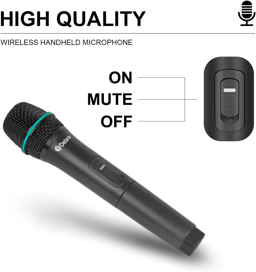 Debra Audio Pro UHF Draadloos 4-Kanaals Microfoonset met Handheld, Lavalier en Headset voor Karaoke en Kerk (A-frequentie)
