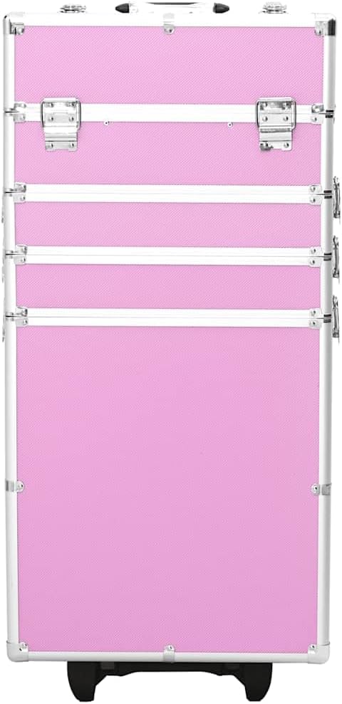 vidaXL Make-Up Trolley Aluminium Roze Koffer Opmaaktrolley Cosmeticatrolley