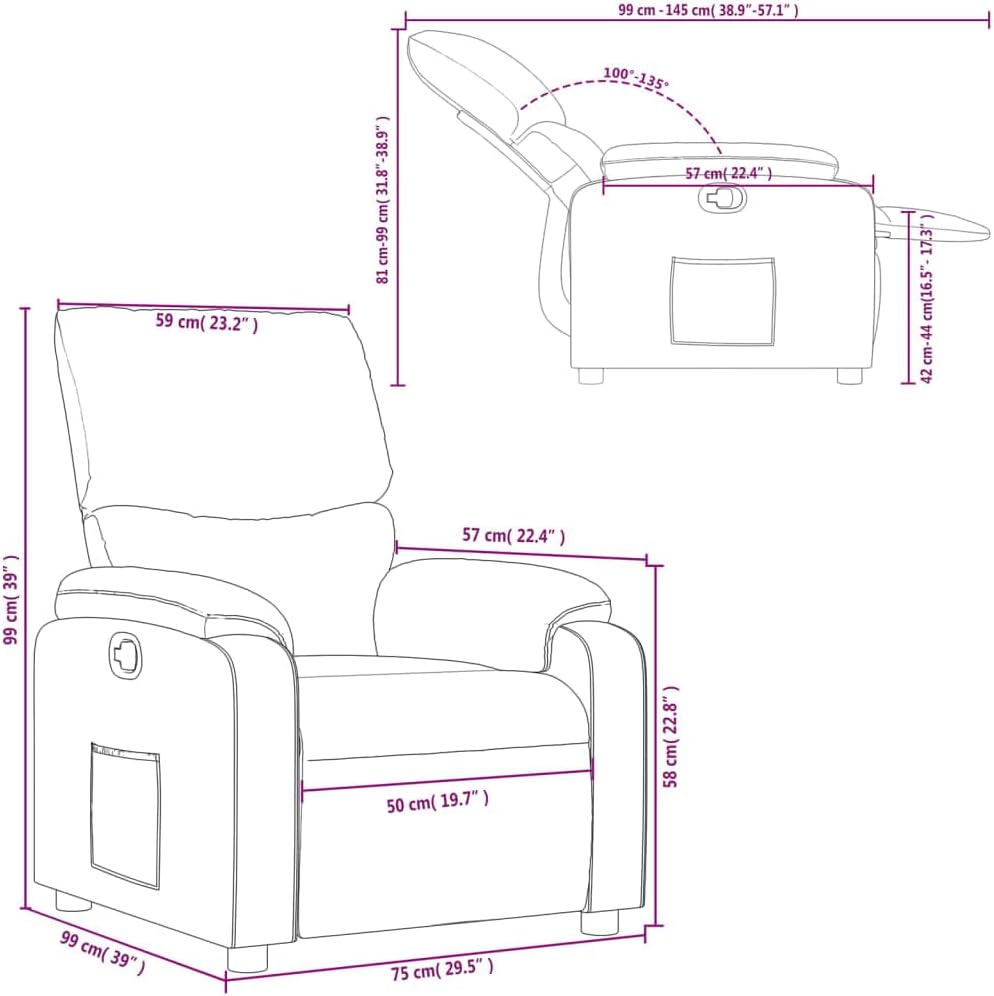 vidaXL Tilting Chair, Recliner Chair with Footrest, Seat with Backrest and Armrests, Living Room, Modern, Cream