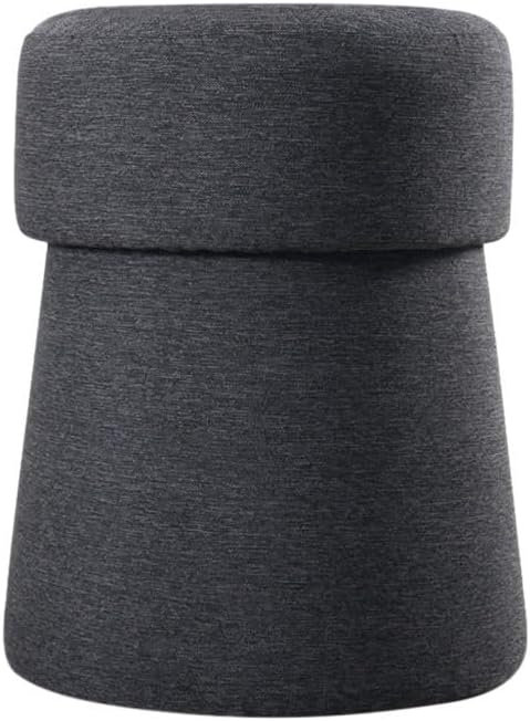 Stijlvolle poef in donkergrijs, 50 cm hoogte x 40 cm diepte, 50% katoen en 50% linnen, 6 cm orthopedische spons | PVC gecoate verborgen legs, modern bohemian design