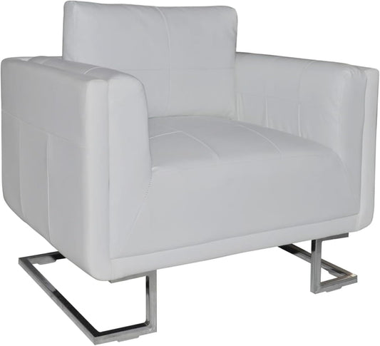 Living room armchair, cockette chair with white chrome faux leather legs, lounge chair, armchair, recliner chair, recliner bedroom j