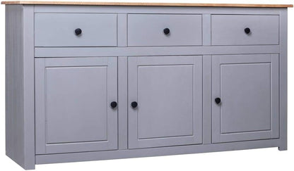 Festnight Dresser Chest of drawers Side cabinet Multifunctional cabinet Dresser Cabinet 135 x 40 x 80 cm Solid Wood Panama-Pine Gray - QUORE