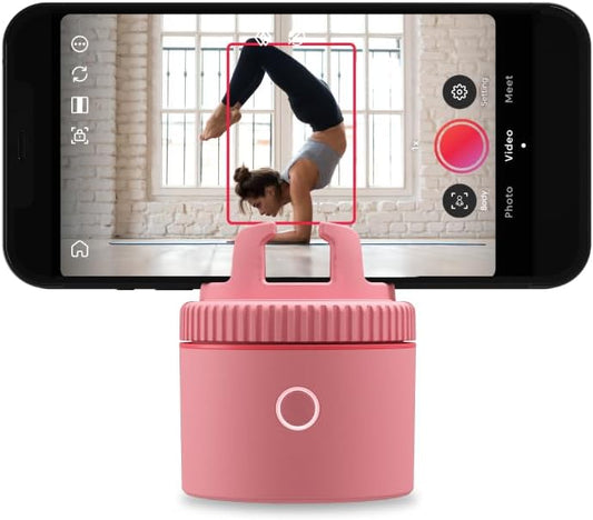 Pivo Pod Lite en houder voor smartphone met automatische sensor voor het volgen van bewegingen voor het maken van content Handsfree 360°- rotatie Video opnemen mobiele standaard - Roze