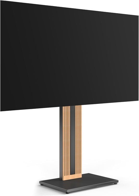 FITUEYES Design Vloer TV-standaard voor 32-65 Inch TV's Beukenhout Hoogteverstelling Vrijstaande TV-standaard ±30° Draaibaar Kabelbeheer Zen Serie