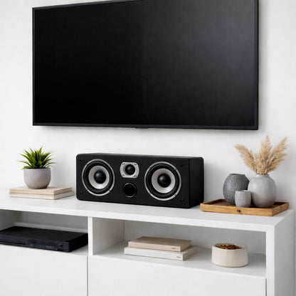 Dynavoice Magic CR-4 Zwart Mat – Passieve Center Luidspreker 2-Weg, 2x4" Woofer + 1" Tweeter, Slechts 11 cm Diep, Front Bass Reflex, voor Home Cinema.