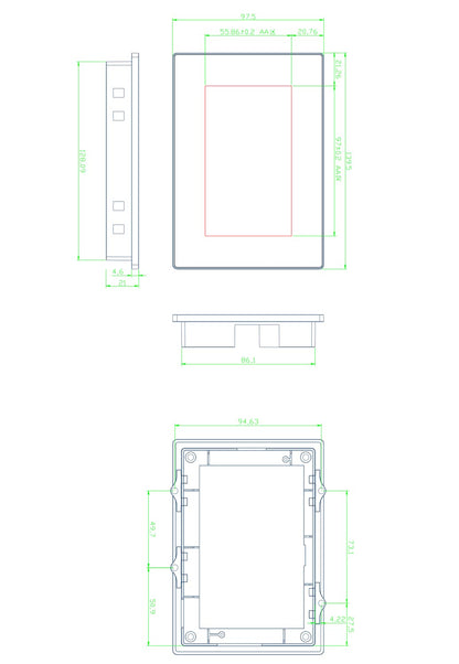 Nextion Intelligent NX4827P043-011C-Y 4,3 inch capacitief display, seriële HMI TFT touchscreen, 480 x 272 LCD-module met behuizing, ondersteunt audiovideo
