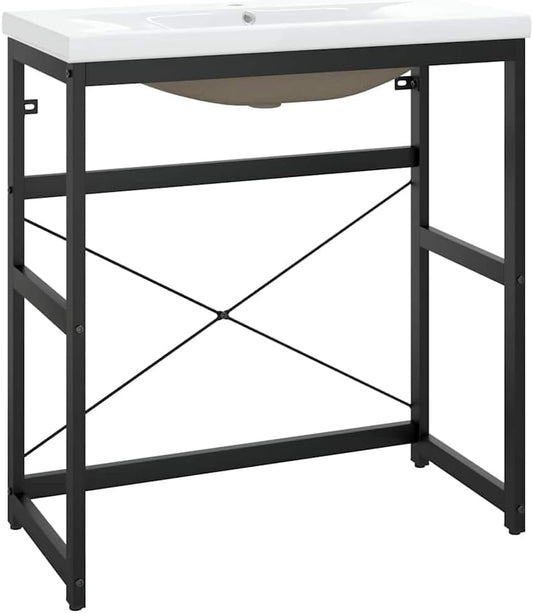 vidaXL Basin frame with washbasin iron black - QUORE