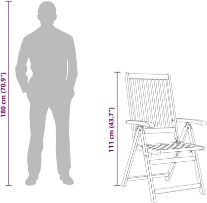 Tuinstoelen – Tuinstoel – Tuinstoel – Buitenstoel – Klapstoel – Acaciahout – 5 Verstelbare Standen – Inklapbaar Design