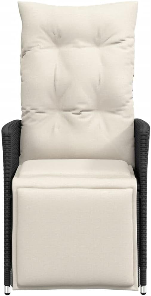 365659 Garden Armchair with Cushions Synthetic Rattan Black Outdoor Patio Balcony Chairs Garden Chairs Patio Chair - QUORE