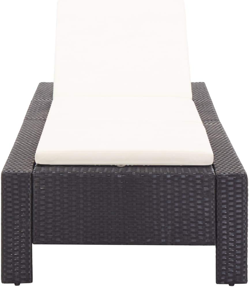 Tidyard Polyrattan sun bed black garden rattan folding rattan sun bed outdoor sun bed 220 x 75 x 35 cm - QUORE