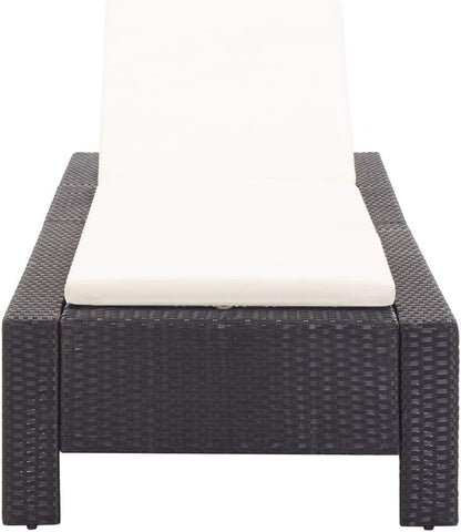 Tidyard Polyrattan sun bed black garden rattan folding rattan sun bed outdoor sun bed 220 x 75 x 35 cm - QUORE