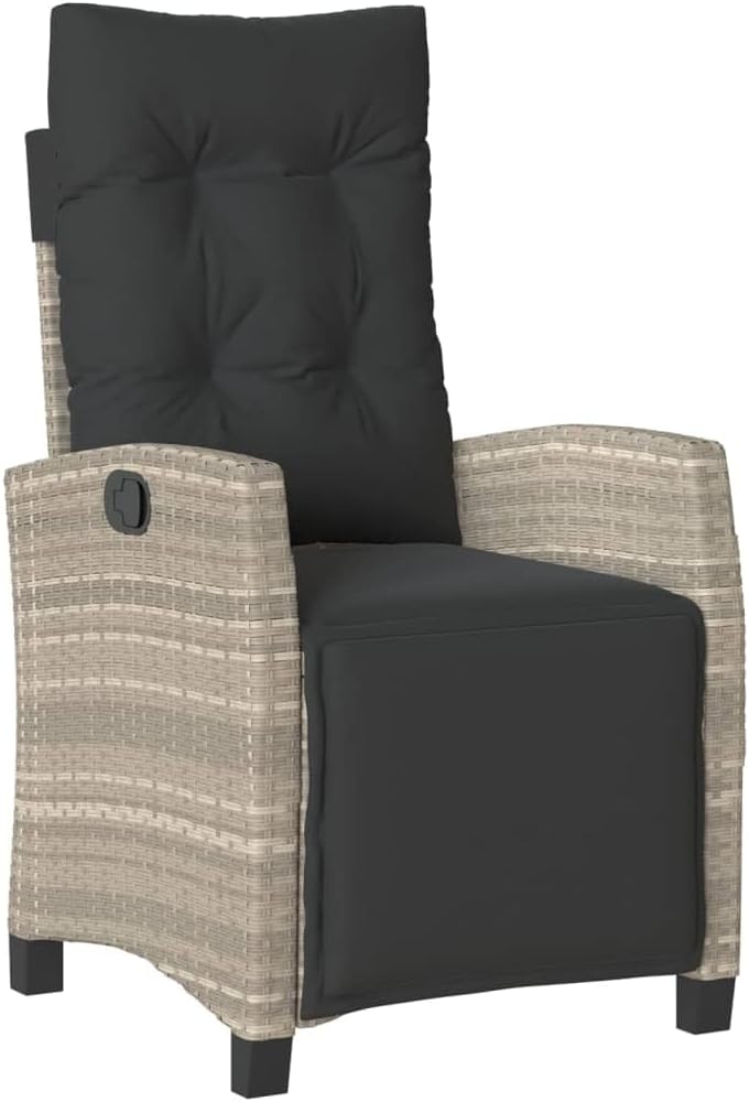 Gecheer Garden Chair Footrest Light Grey Poly Rattan Garden Chair Outdoor Rattan Chair Garden Chair Garden Chair Rattan Chair - QUORE