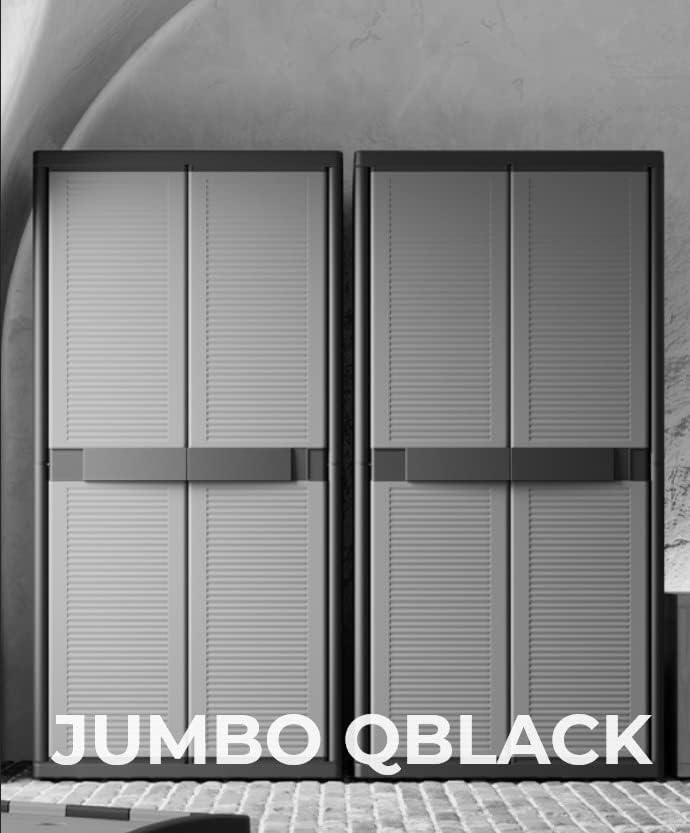 Terry Jumbo Cab 2900 Qblack, Spacious 2-door cabinet, 3 internal adjustable shelves - 89.5 x 53.5 x 180 cm - QUORE