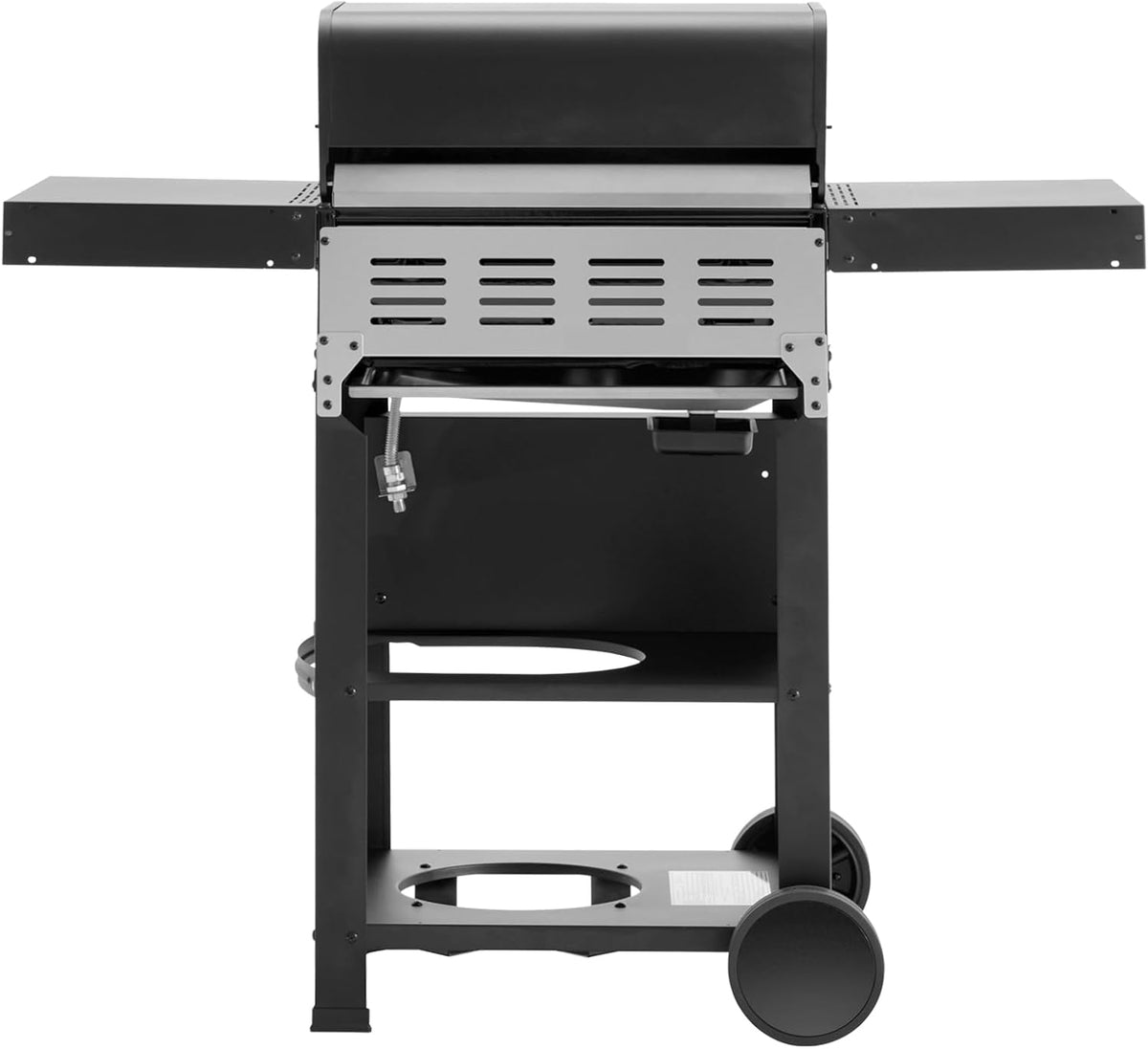 TAINO WABAYA 3+0 Gas Grill Trolley 2 Burners Ceramic Skewer Piezo Ignition Thermometer Warming Rack Matt Black - QUORE