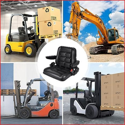 Universele verstelbare heftruck stoel met veiligheidsgordel en arm- en rugleuning, waterdichte pvc-maaierstoel, voor tractor graafmachines, vorkheftrucks en skid loader