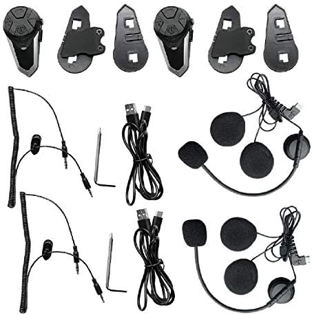 QSPORTPEAK BT-S3 2 stuks Bluetooth motorfiets intercom, communicatiesysteem, 800 m, waterdicht, voor 2-3 personen, geschikt voor paardrijden/skiën