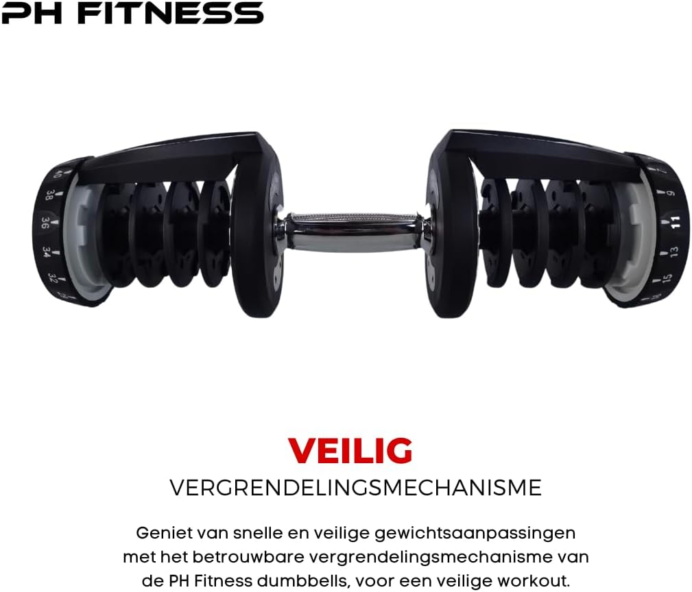 Adjustable Dumbbells 40kg Set – 2 Pieces | 17-in-1 Smart Adjustable Dumbbell 5–40kg | Professional Dumbbell Set for Home Gym | Space Saving Weights for Strength Training & Fitness - QUORE
