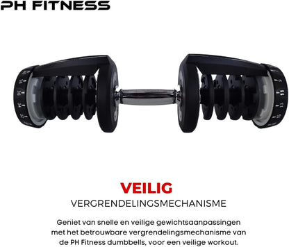 Adjustable Dumbbells 40kg Set – 2 Pieces | 17-in-1 Smart Adjustable Dumbbell 5–40kg | Professional Dumbbell Set for Home Gym | Space Saving Weights for Strength Training & Fitness - QUORE