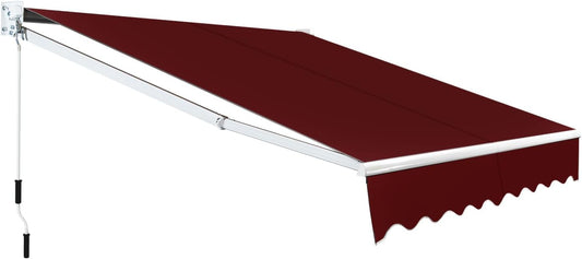 FANTASK Terrasluifel, zonneluifel met aluminium frame en handslinger, knikarm, hoek van 40-100 graden instelbaar, waterdicht en zonwering, balkonluifel voor balkon en terras, 250 x 200 cm