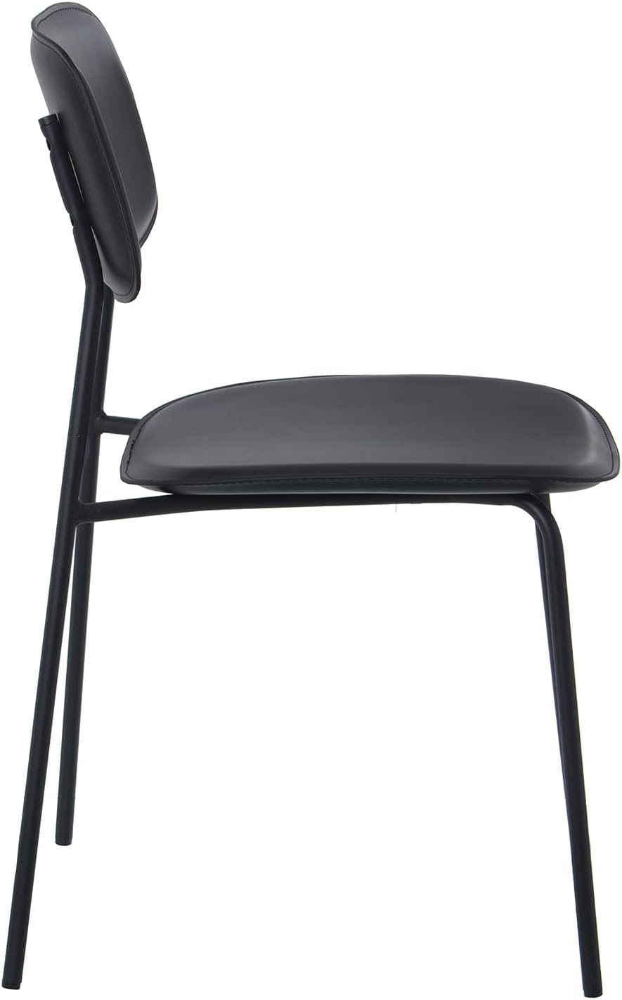 DRW Set van 4 stoelen van PU en metaal in zwart, 43 x 48 x 78 cm, zithoogte 44 cm