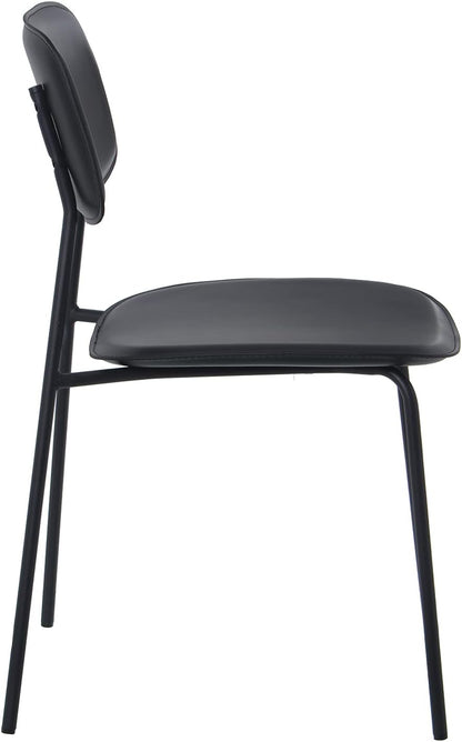 DRW Set van 4 stoelen van PU en metaal in zwart, 43 x 48 x 78 cm, zithoogte 44 cm