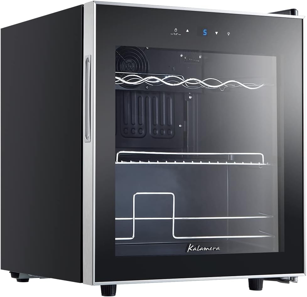 Mini-koelkast – Drankkoelkast – Compacte Koelkast – Flessenkoelkast – Koelbox – Touchbediening – Instelbare Temperatuur 5-18 °C – Glazen Deur Roestvrij Staal 40 Liter