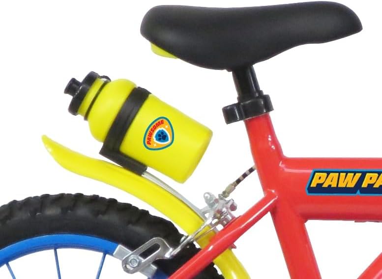 Paw Patrol kinderfiets, 14 inch, uitgerust met 2 remmen, decoratieve voorplaat, achterjerrycan en Paw Patrol-helm inbegrepen voor jongens, rood, 14