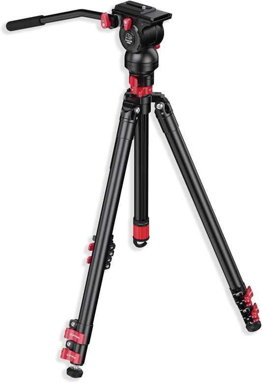 IFOOTAGE Gazelle statief TA6S Uprise + Komodo K5S, 65"/165 cm camerastatief van aluminiumlegering met vloeistofkop van aluminium, voor Canon, Nikon, Sony DSLR camcorder
