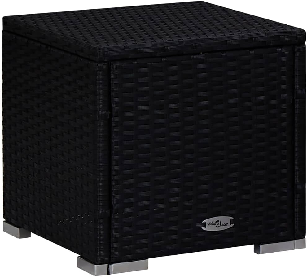 vidaXL 3-piece sunbed set with tea table poly rattan black