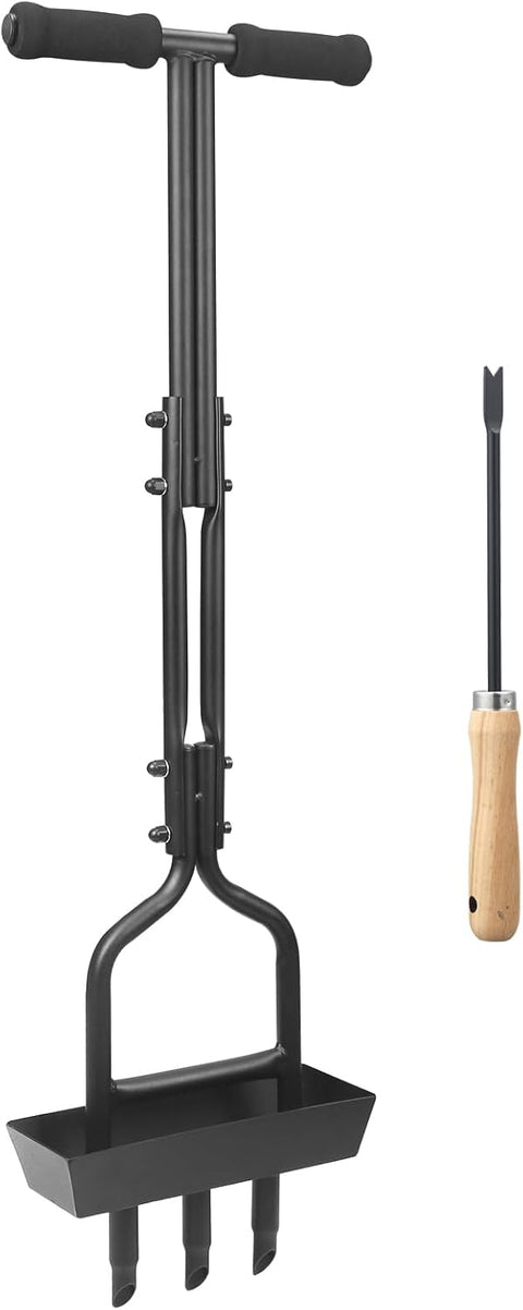 Gazonbeluchter - Verticuteerhark - Verticuteermachines - Tuinwals - Grashark - Gazongereedschap - met Bodemkern Opbergbak - Handmatige Kernbeluchter - voor Buiten - Tuin - Tuinonderhoud - 27 x 95 cm - Zwart