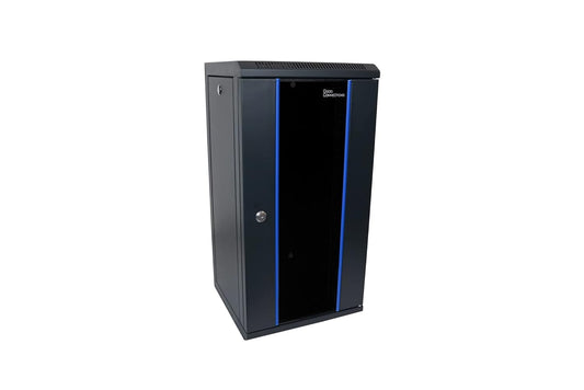 10" wandbehuizing - 12HE - netwerkkast 10 inch - diepzwart (RAL9005) - 312x300x615mm - gemonteerd - afsluitbare veiligheidsglazen deur en zijpanelen - profielrails diepvariabel