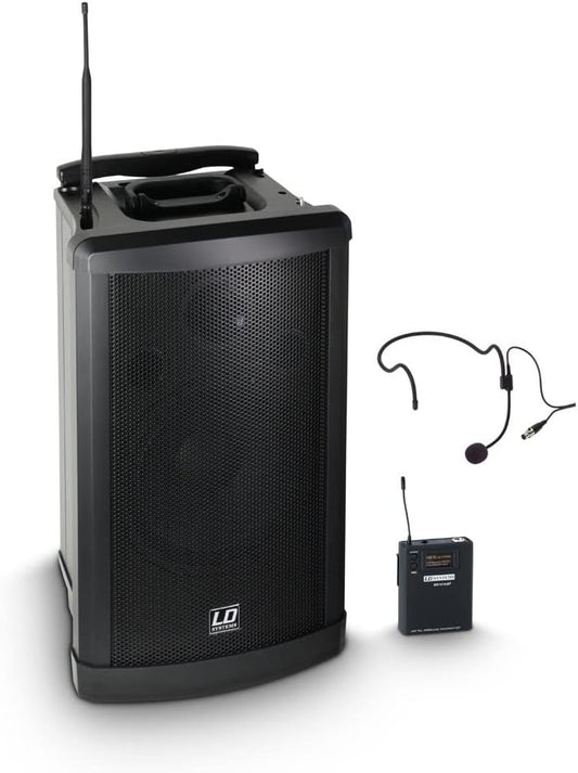 Mobiele PA Luidspreker Met Headset 584-607 MHz – Mobiele Geluidsinstallatie – Draagbare Geluidsoplossing – PA Speaker – Geluidssysteem – Geïntegreerde Accu – CD/MP3/USB/SD-Speler