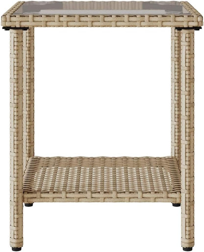 vidaXL Garden bench with table and cushions L-shaped beige poly rattan, garden furniture, garden bench, bench outdoor, lounge sofa garden, outdoor bench, balcony bench - QUORE