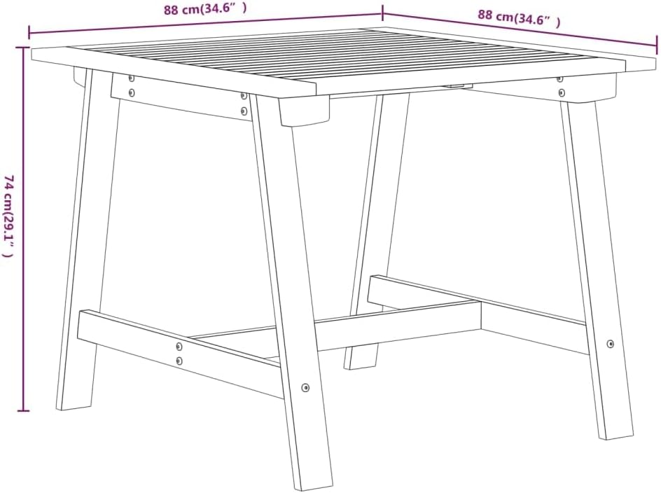 3-delige tuin-eetgroep massief hout acacia loungeset terrasmeubels voor tuin, terras, balkon - QUORE