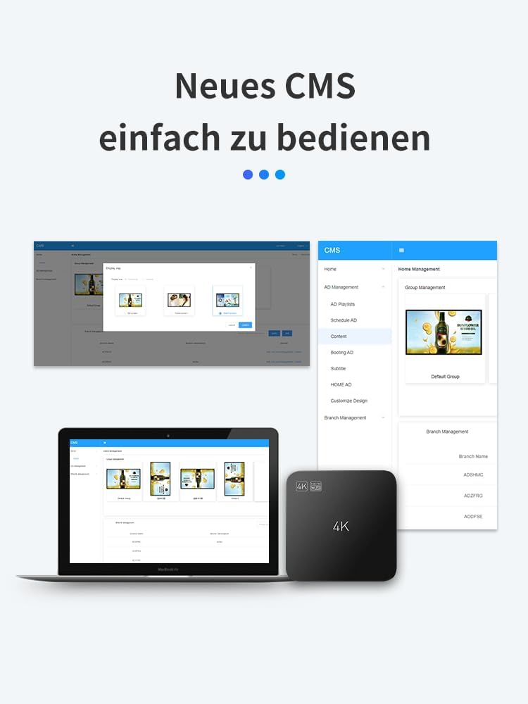 Digitale signage speler – Reclamespeler – Advertentiespeler – Mediaplayer – Videospeler – USB autoplay & CMS beheer – 4K 60 fps zonder abonnement