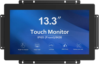 13,3 Inch Open Frame Touchscreen Monitor – Touchscreen – Touchscreen Monitor – Touch Monitor – Open Frame Monitor – 10-Punts Multitouch – IP65 Voorzijde en IK08 Gehard Glas