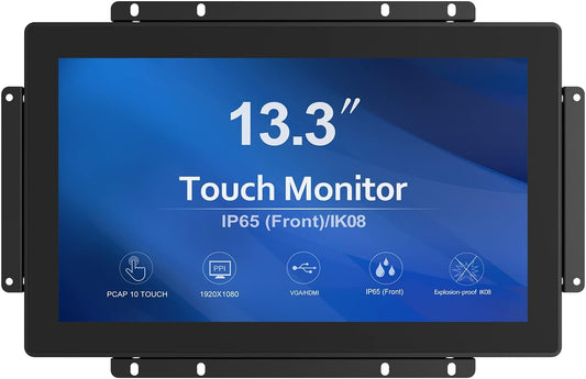 13,3 Inch Open Frame Touchscreen Monitor – Touchscreen – Touchscreen Monitor – Touch Monitor – Open Frame Monitor – 10-Punts Multitouch – IP65 Voorzijde en IK08 Gehard Glas