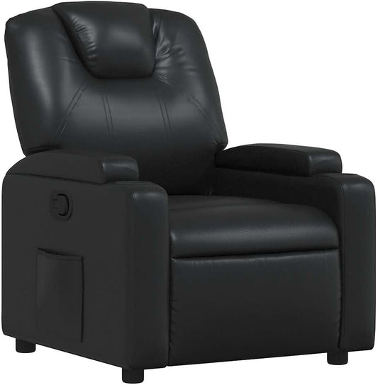 Verstelbare Fauteuil – Relaxstoel – Tv-stoel – Ligstoel – Armstoel – Zwart Kunstleer – Verstelbaar Tot 135 Graden – Inclusief Bekerhouders