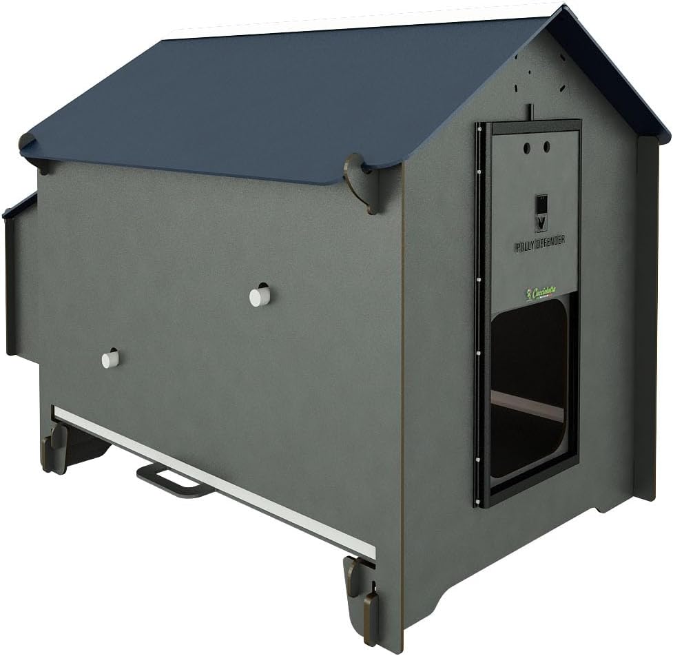 Chicken Coop for 8 Laying Hens Made of HPL Laminate, Mite Proof, Model Polly Classic Grey, Size XL, with Removable Tray, 2 Cutlery, 2 Nidi - QUORE