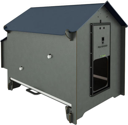 Chicken Coop for 8 Laying Hens Made of HPL Laminate, Mite Proof, Model Polly Classic Grey, Size XL, with Removable Tray, 2 Cutlery, 2 Nidi - QUORE