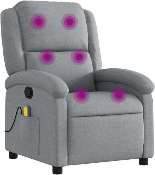 vidaXL Massage chair adjustable fabric light grey