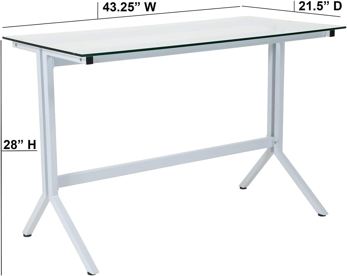 Flash Furniture Highland Collection Glass Computer Desk with Black Metal Frame modern Eén maat transparant/wit.