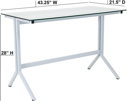 Flash Furniture Highland Collection Glass Computer Desk with Black Metal Frame modern Eén maat transparant/wit.