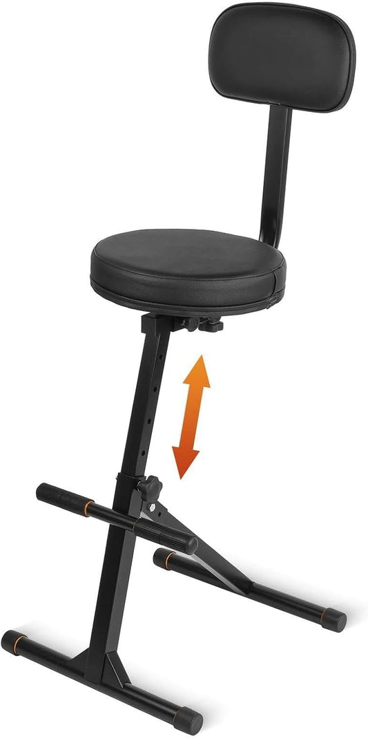 STRICH Gitaarkruk, gitaar zittrommelstoel, muzikant drumtroon met rugleuning, gitaarstoel voor volwassenen, drummer en gitarist - muzikantenkruk - SGT-30B